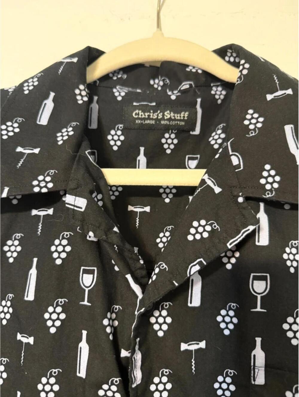 Wine Themed Button-Up Mens XXL Shirt by Chris's Stuff